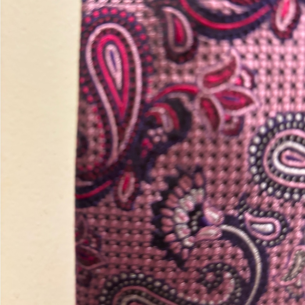 Tattersall London Men's Necktie 100% Silk, Pink Paisley Pattern